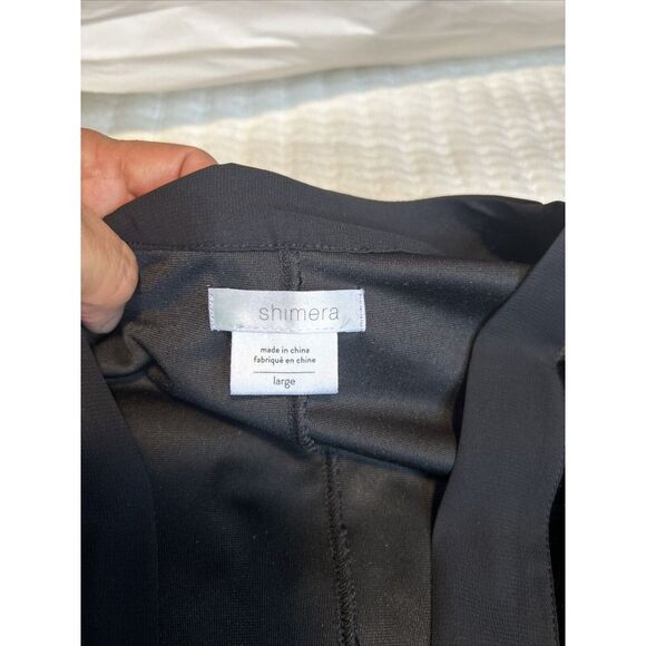 Shimera Velour Kimono Cardigan Black Open Front Chiffon Trim 3/4 Sleeve Sz Large - Picture 2 of 6